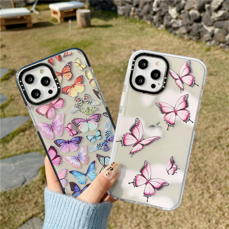 Compatible with Apple, Color Butterfly Suitable For IPhone12mini Apple 11pro Max Mobile Phone Case 8 7plus Transparent X XR Soft