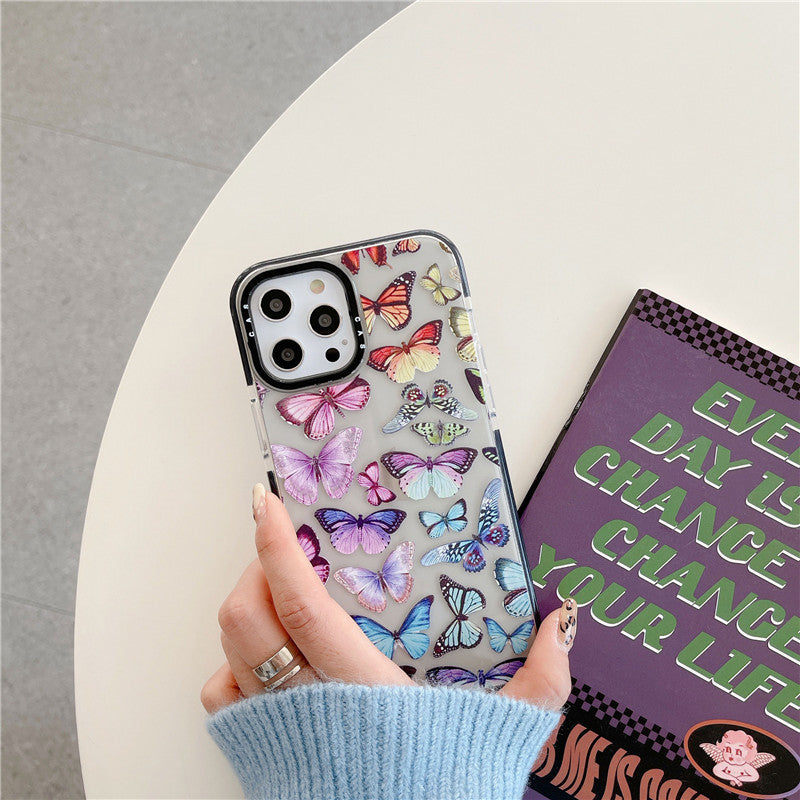 Compatible with Apple, Color Butterfly Suitable For IPhone12mini Apple 11pro Max Mobile Phone Case 8 7plus Transparent X XR Soft