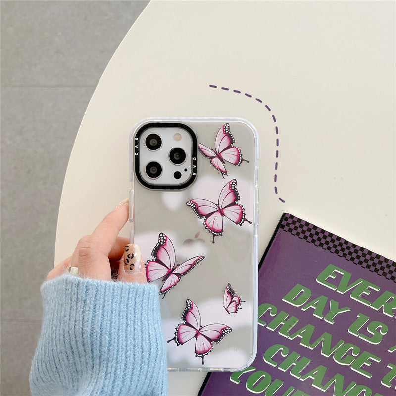 Compatible with Apple, Color Butterfly Suitable For IPhone12mini Apple 11pro Max Mobile Phone Case 8 7plus Transparent X XR Soft