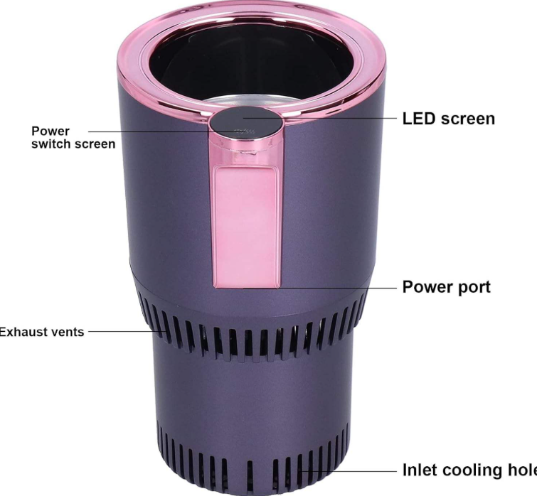 2 in 1 Car Cup Warmer Cooler, Safe 12V Car Drink Cooler Warmer Multipurpose for Beverage (Purple)