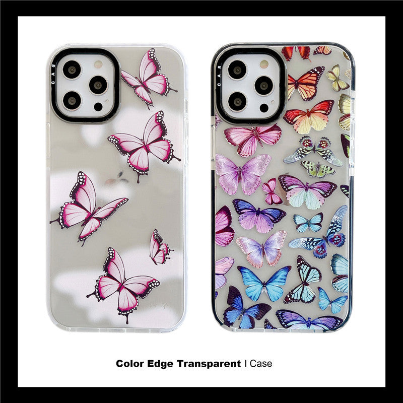 Compatible with Apple, Color Butterfly Suitable For IPhone12mini Apple 11pro Max Mobile Phone Case 8 7plus Transparent X XR Soft